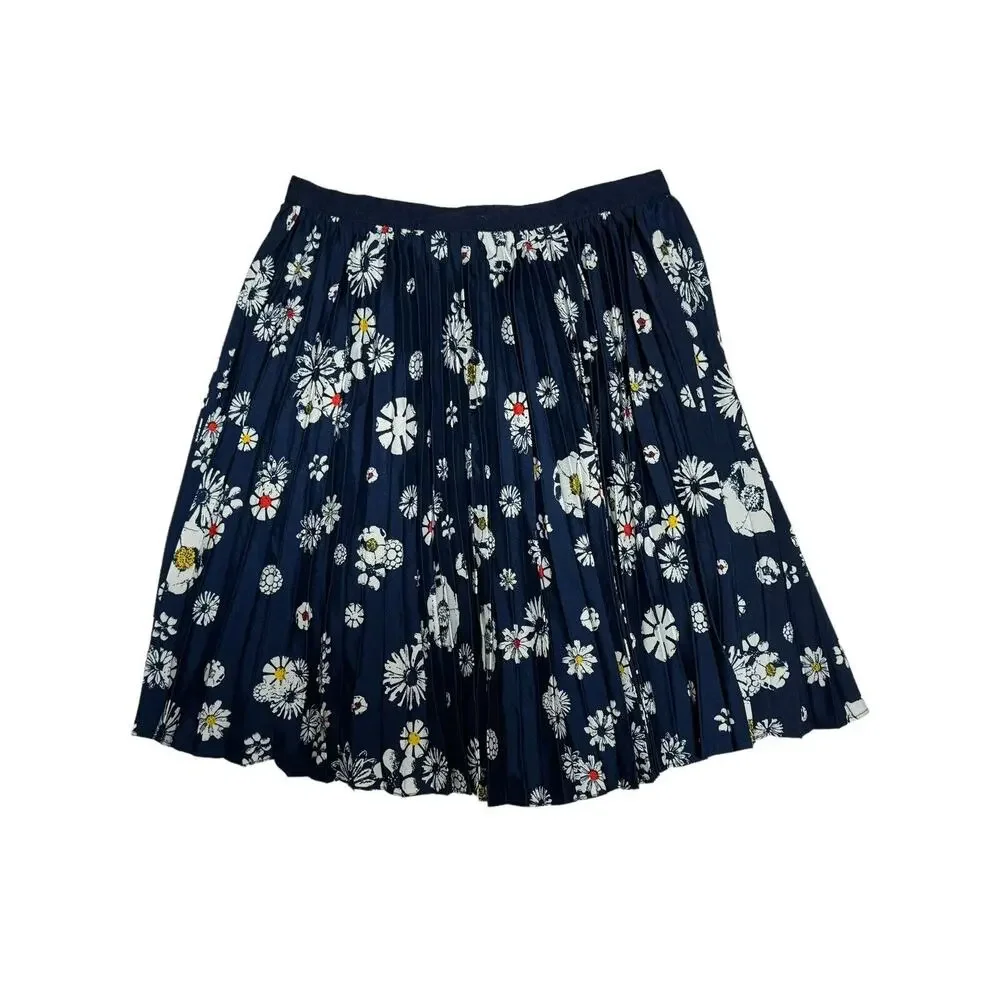 Jason Wu for Target Navy Blue Floral DAISY Pleated Accordion Skirt Women's Sz 6